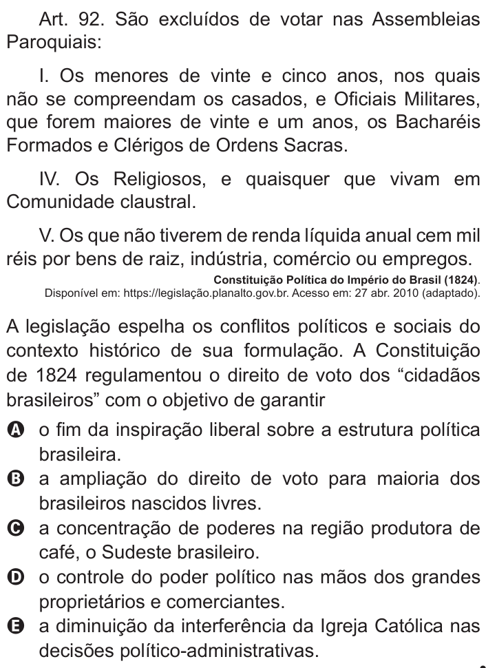 Questão 19 no caderno Azul do ENEM 2011