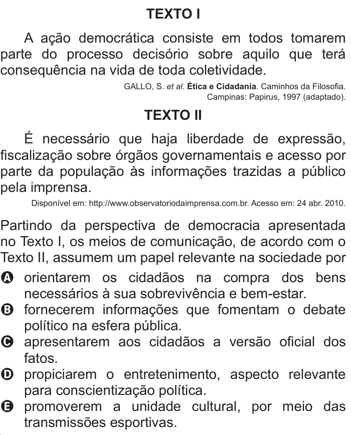 Questão 21 no caderno Azul do ENEM 2011