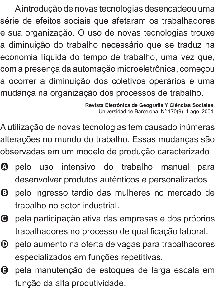 Questão 24 no caderno Azul do ENEM 2011