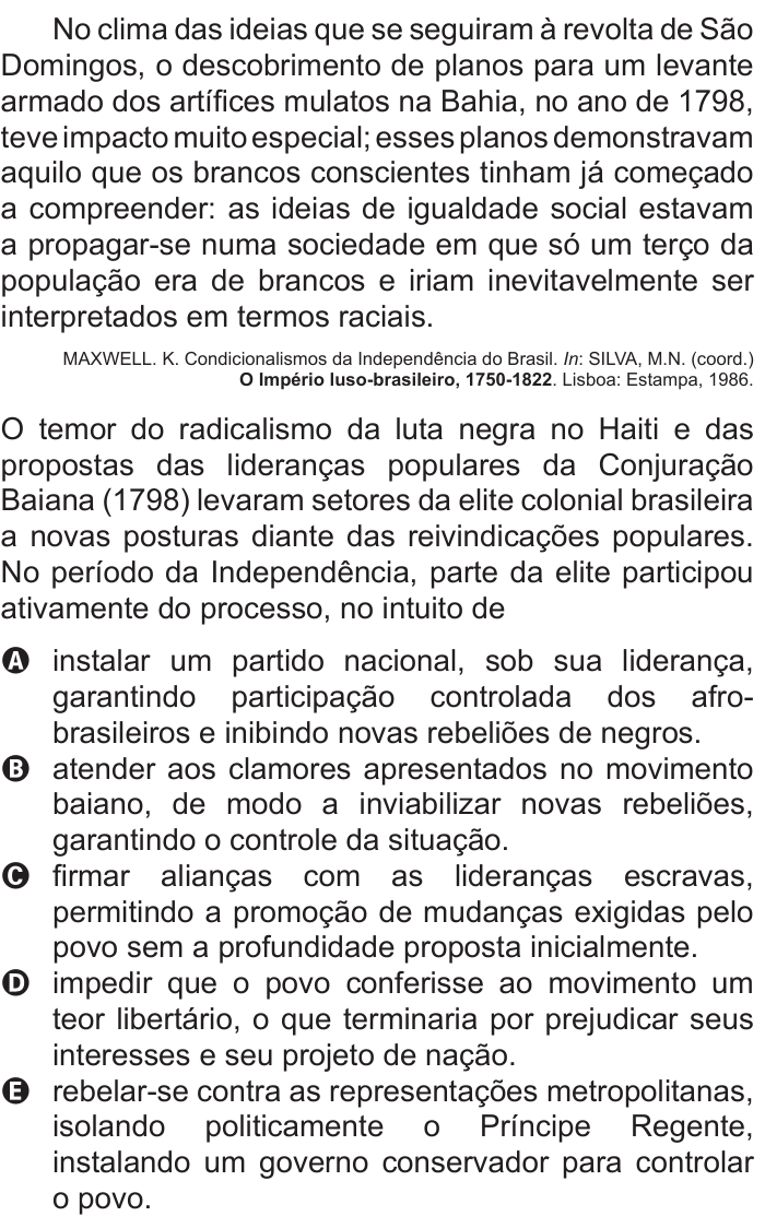 Questão 34 no caderno Azul do ENEM 2011