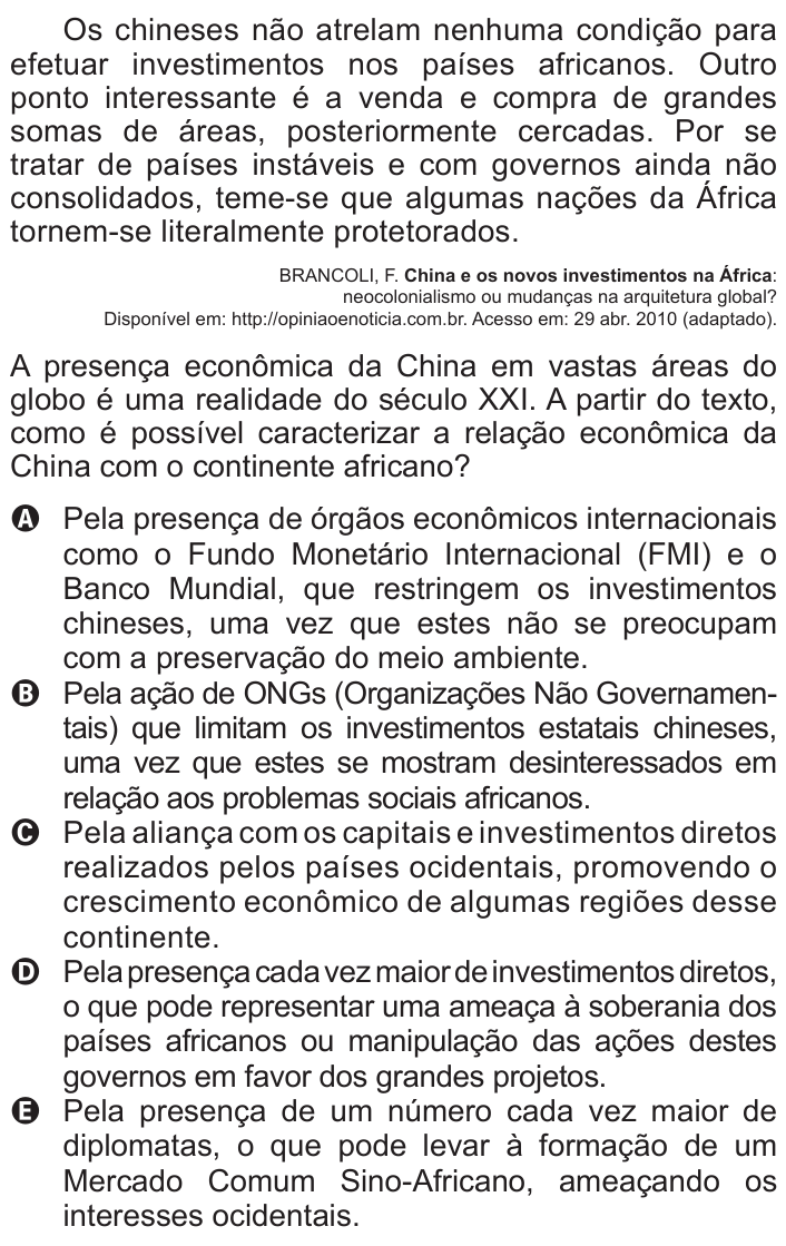 Questão 39 no caderno Azul do ENEM 2011