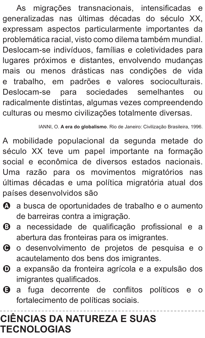 Questão 45 no caderno Azul do ENEM 2011
