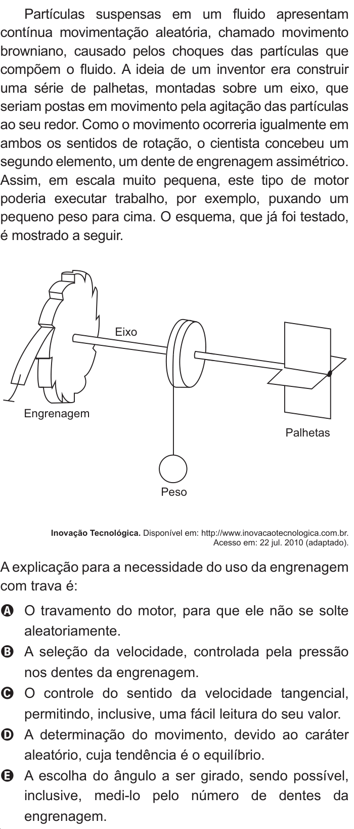 Questão 46 no caderno Azul do ENEM 2011
