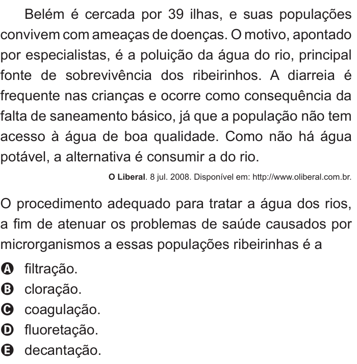 Questão 52 no caderno Azul do ENEM 2011
