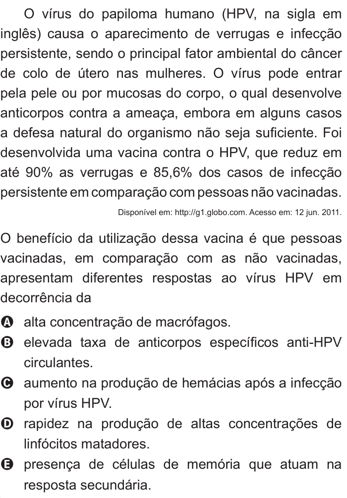 Questão 53 no caderno Azul do ENEM 2011
