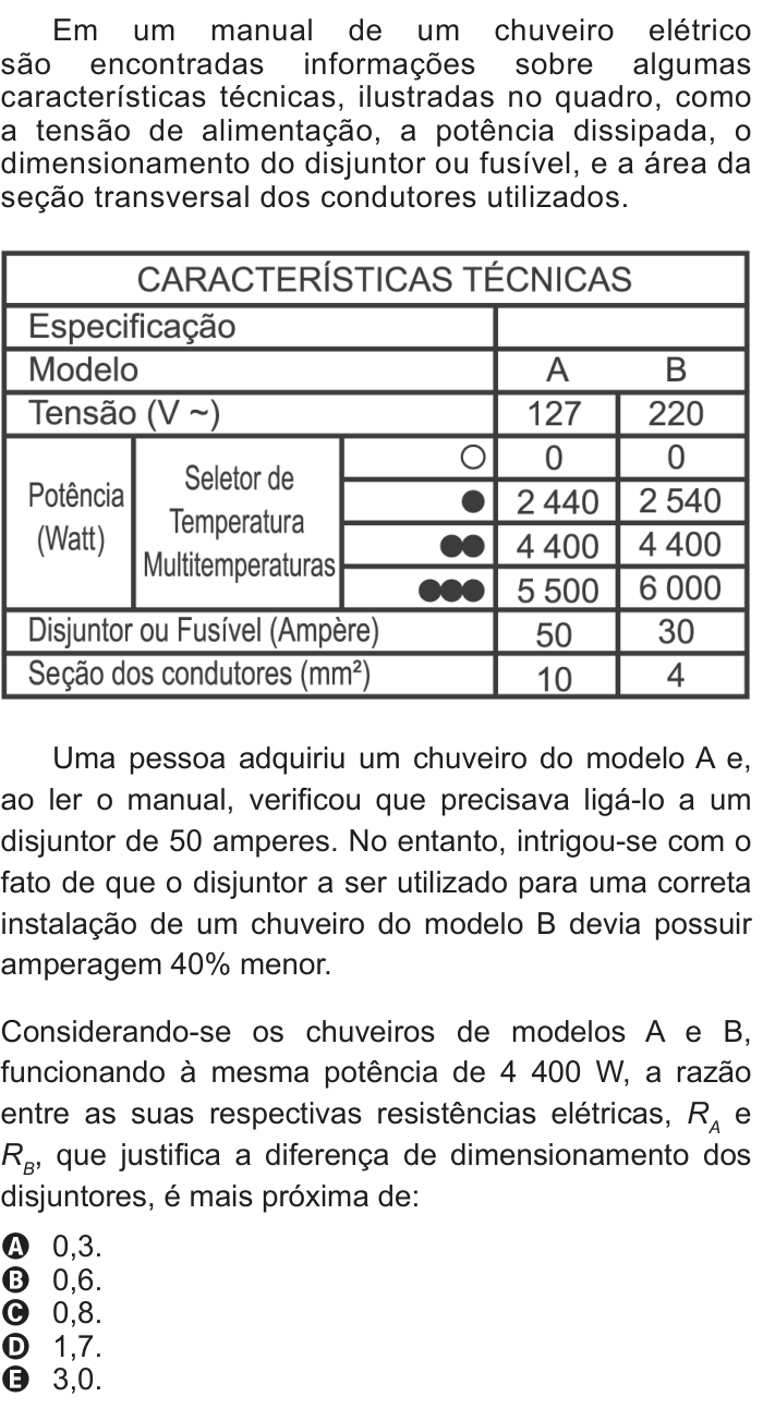 Questão 60 no caderno Azul do ENEM 2011