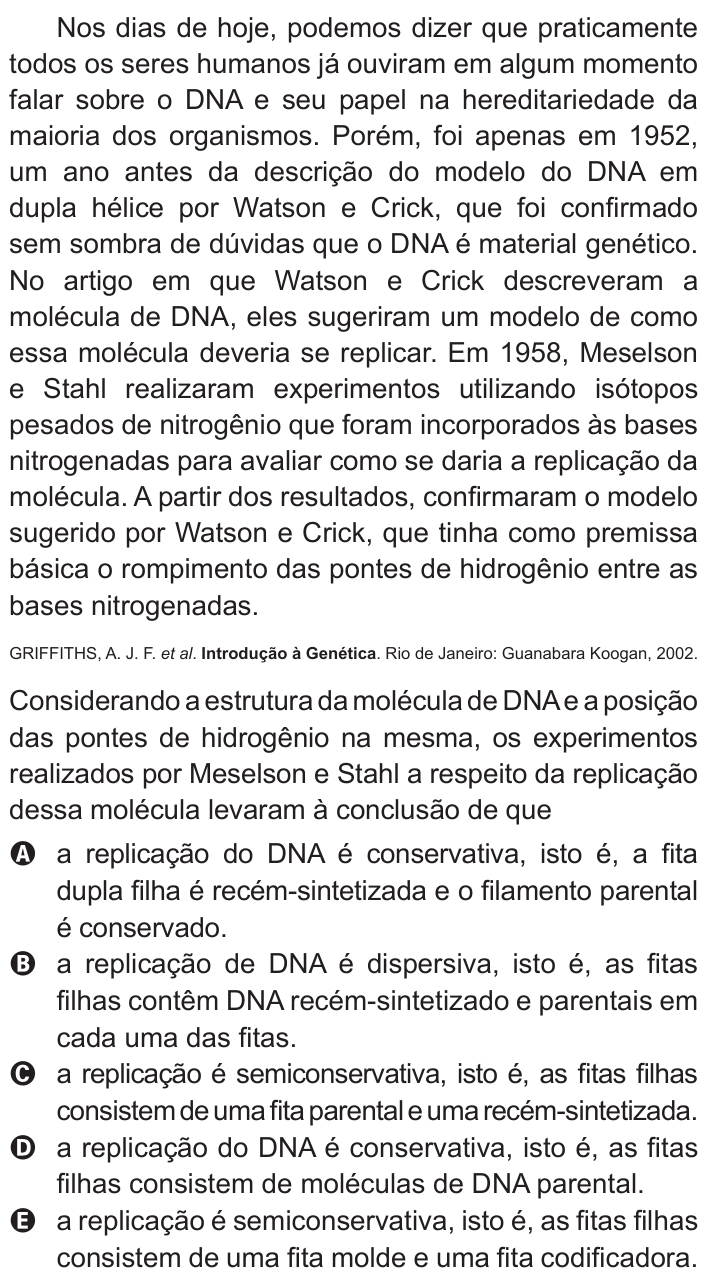 Questão 61 no caderno Azul do ENEM 2011