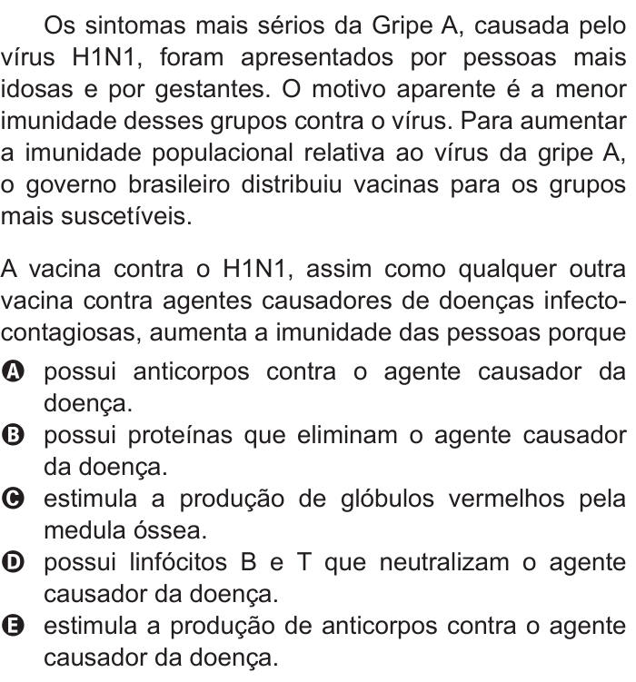 Questão 69 no caderno Azul do ENEM 2011
