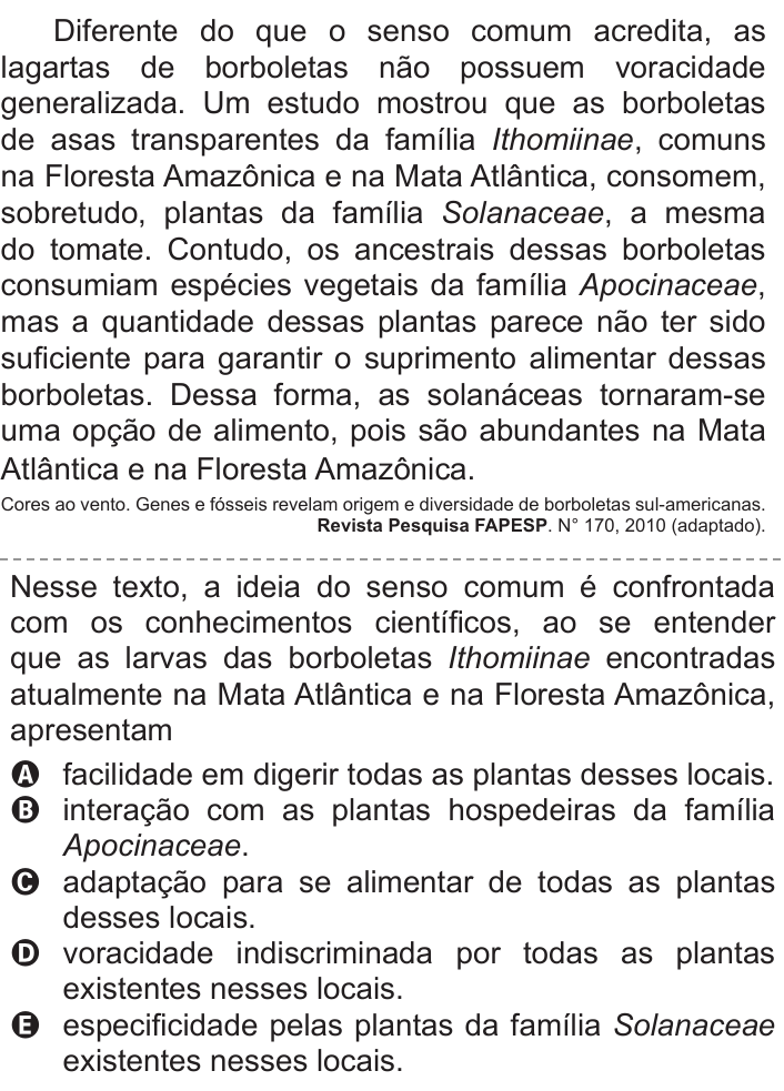Questão 76 no caderno Azul do ENEM 2011