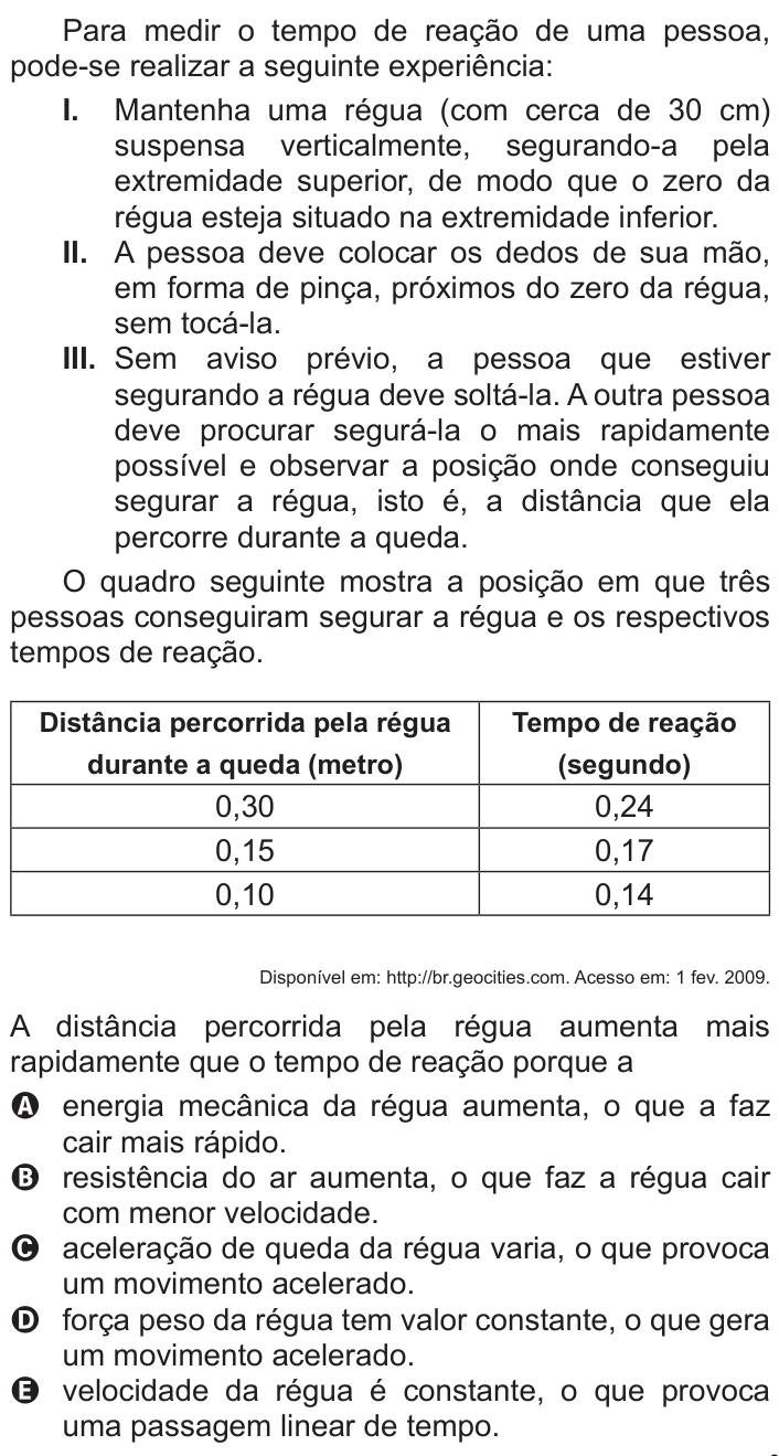 Questão 77 no caderno Azul do ENEM 2011