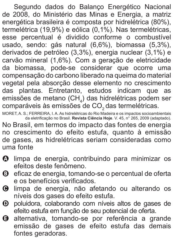Questão 80 no caderno Azul do ENEM 2011