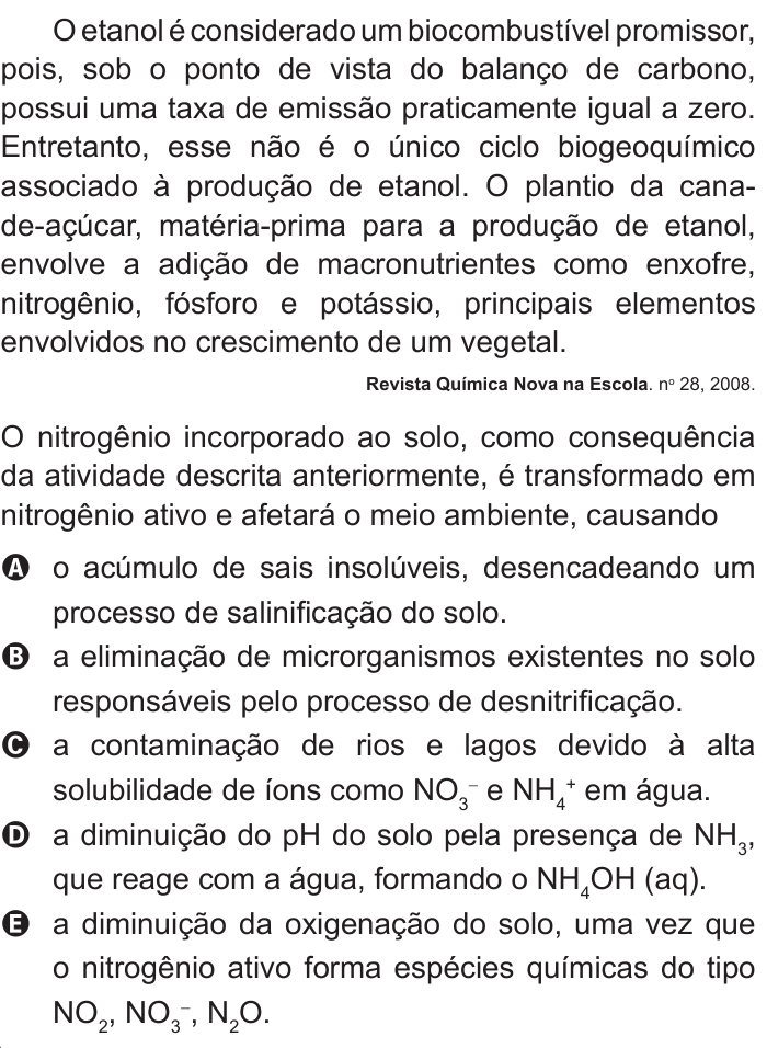 Questão 83 no caderno Azul do ENEM 2011