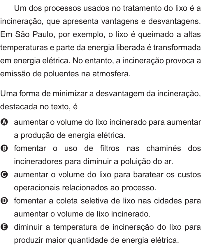 Questão 85 no caderno Azul do ENEM 2011