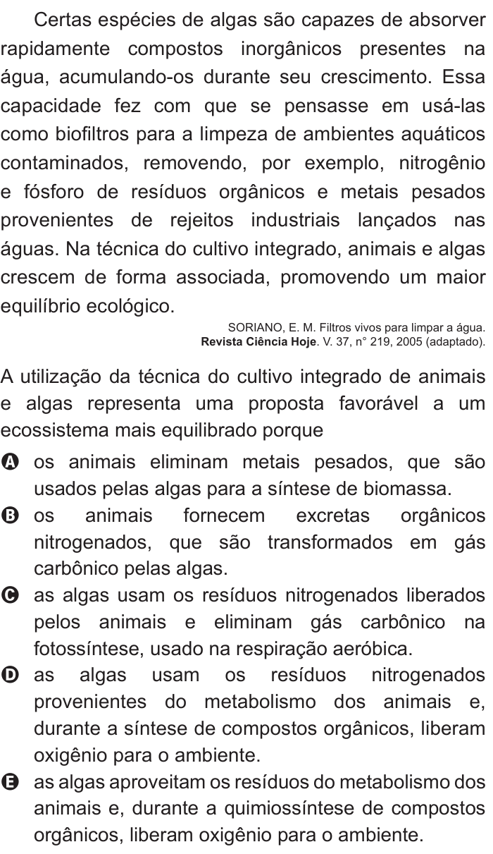 Questão 88 no caderno Azul do ENEM 2011