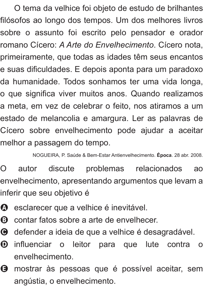 Questão 109 no caderno Azul do ENEM 2011