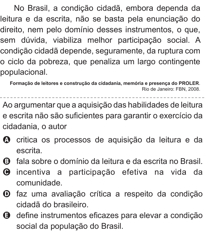 Questão 115 no caderno Azul do ENEM 2011