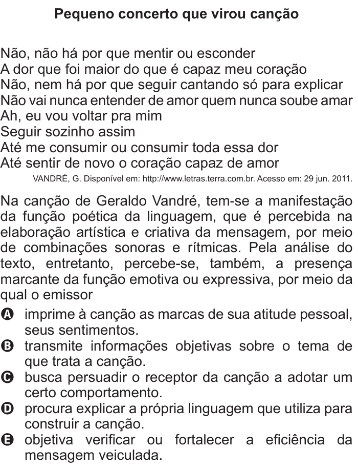 Questão 120 no caderno Azul do ENEM 2011