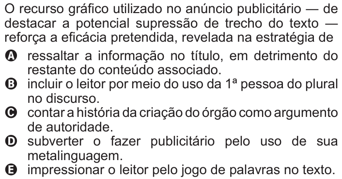 Questão 122 no caderno Azul do ENEM 2011