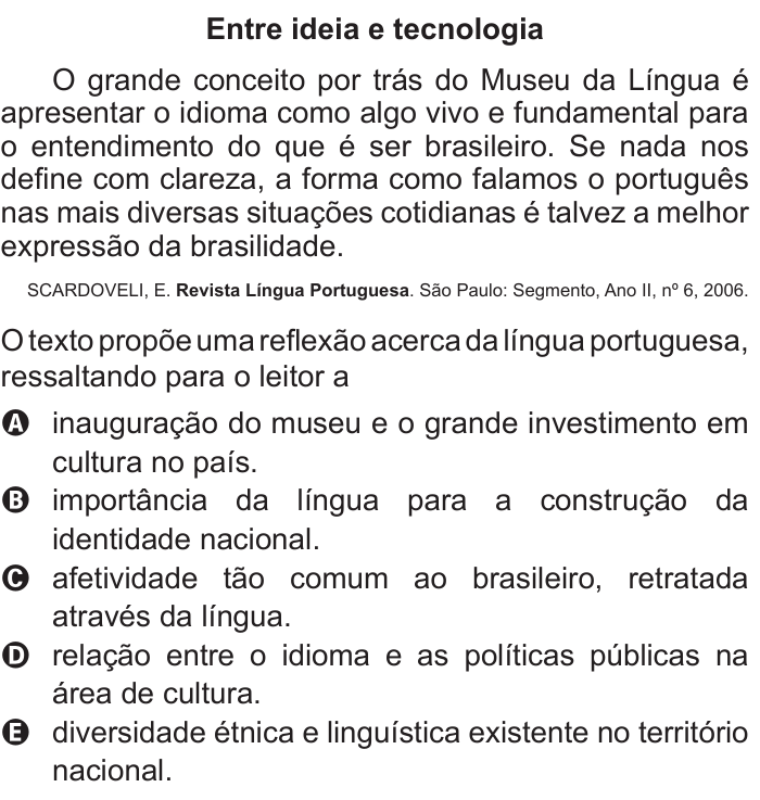 Questão 125 no caderno Azul do ENEM 2011