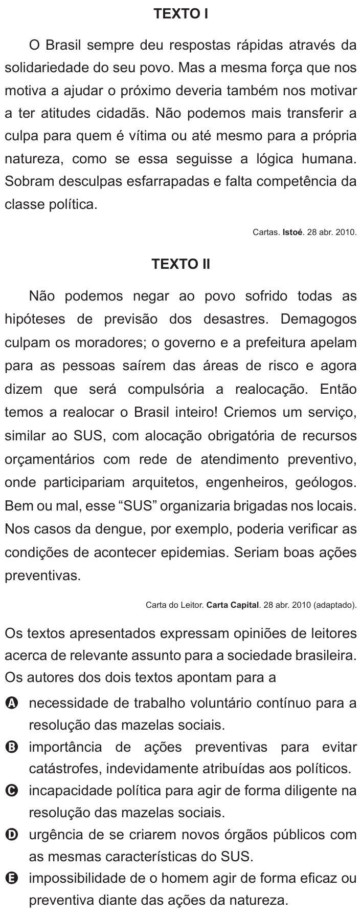Questão 126 no caderno Azul do ENEM 2011