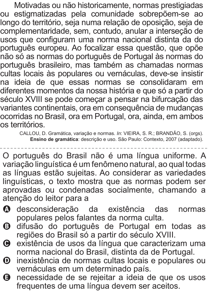 Questão 128 no caderno Azul do ENEM 2011