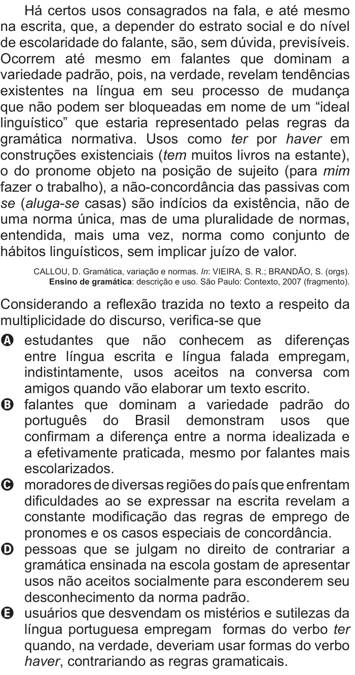 Questão 131 no caderno Azul do ENEM 2011