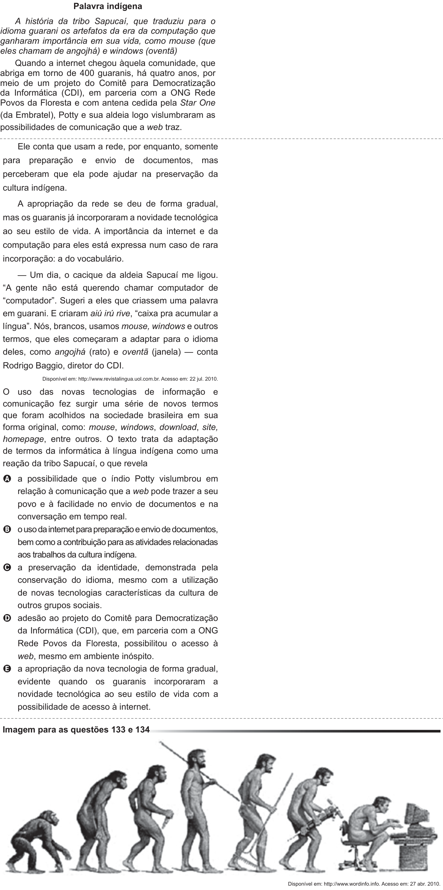 Questão 132 no caderno Azul do ENEM 2011