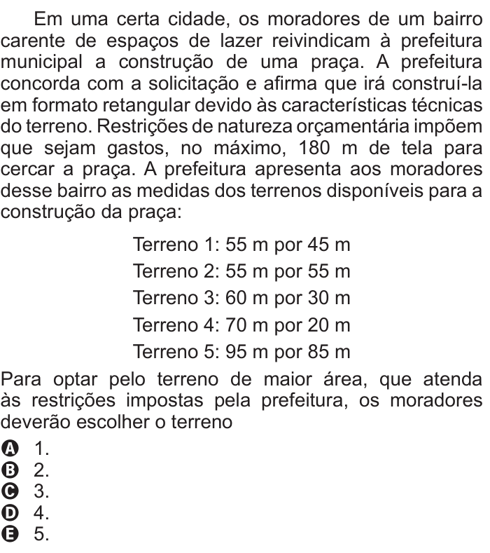 Questão 140 no caderno Azul do ENEM 2011
