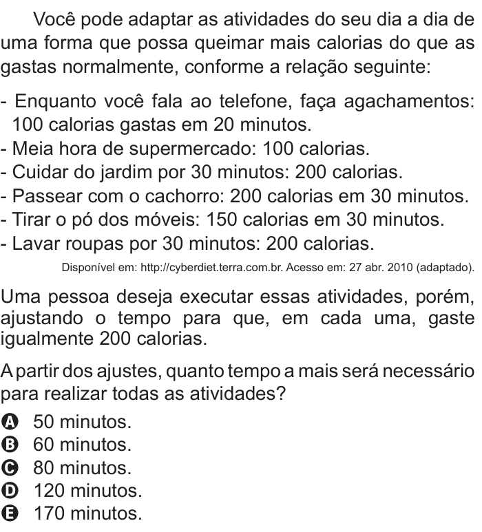 Questão 141 no caderno Azul do ENEM 2011