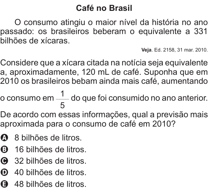 Questão 145 no caderno Azul do ENEM 2011