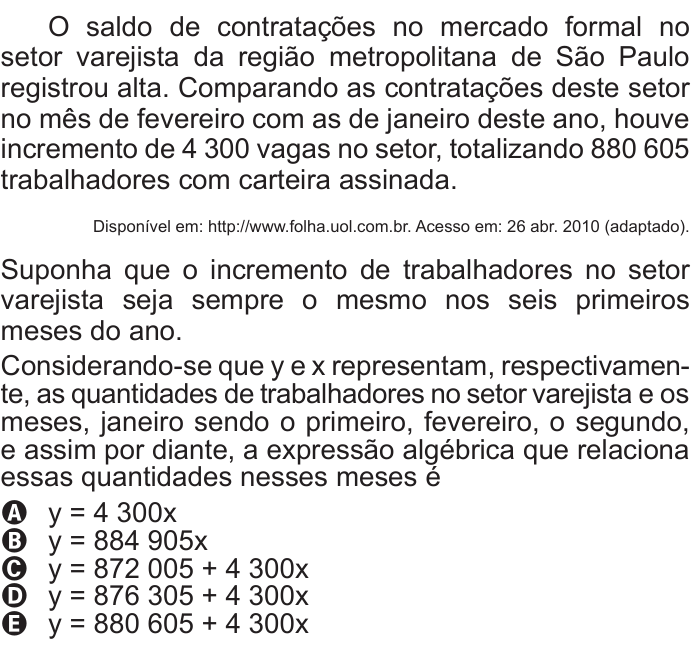 Questão 156 no caderno Azul do ENEM 2011