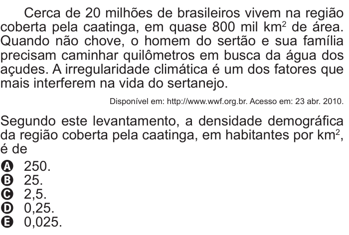 Questão 161 no caderno Azul do ENEM 2011