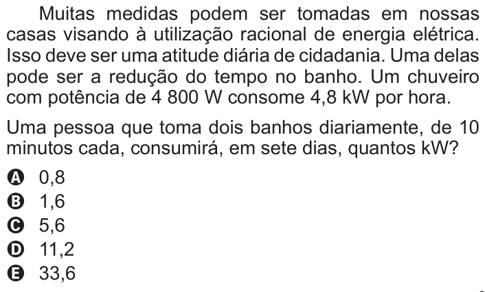 Questão 164 no caderno Azul do ENEM 2011