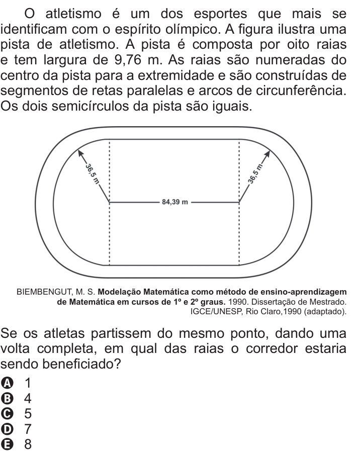 Questão 165 no caderno Azul do ENEM 2011