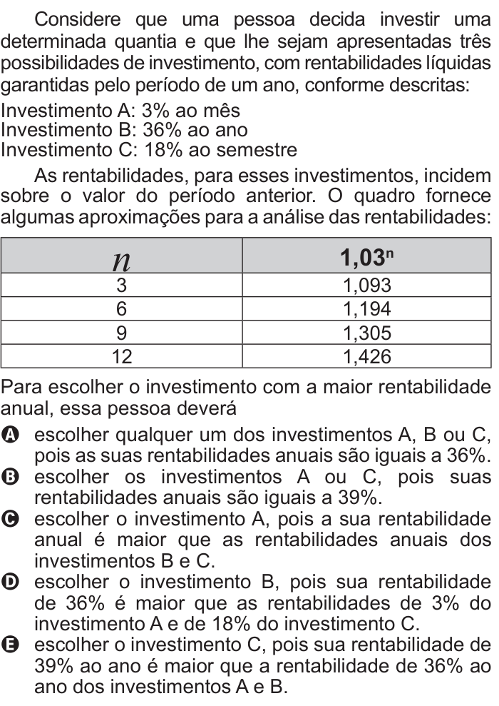 Questão 177 no caderno Azul do ENEM 2011