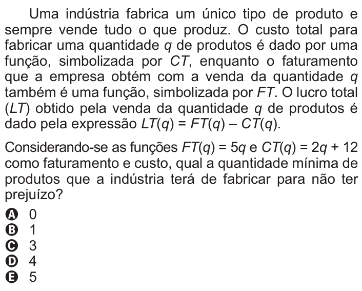 Questão 180 no caderno Azul do ENEM 2011