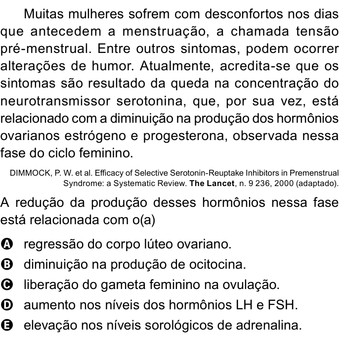 Questão 101 no caderno Azul do ENEM 2023