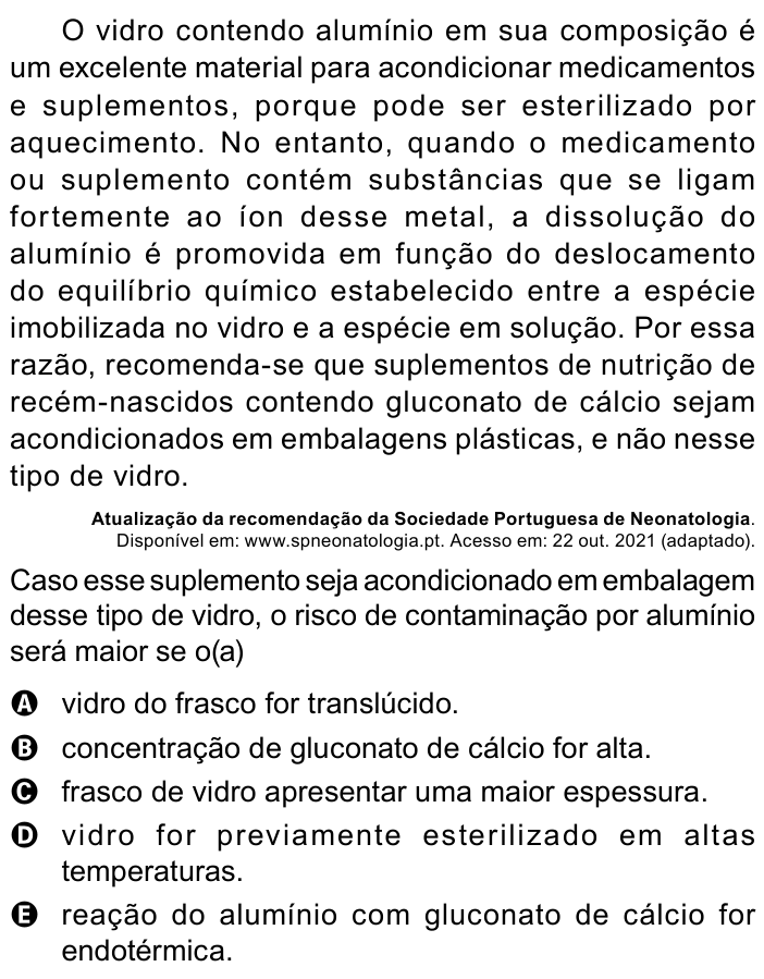 Questão 104 no caderno Azul do ENEM 2023