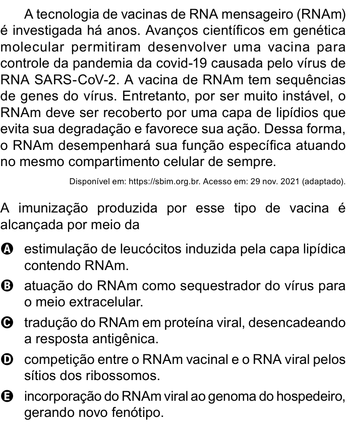 Questão 106 no caderno Azul do ENEM 2023