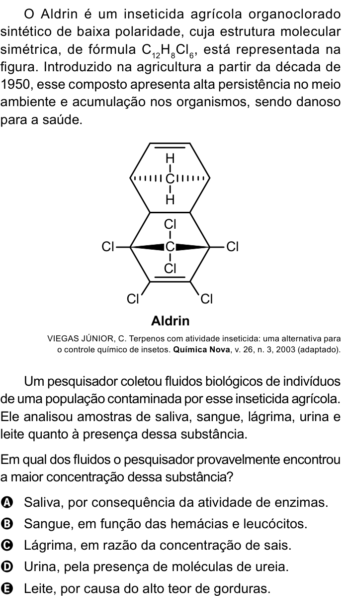 Questão 129 no caderno Azul do ENEM 2023