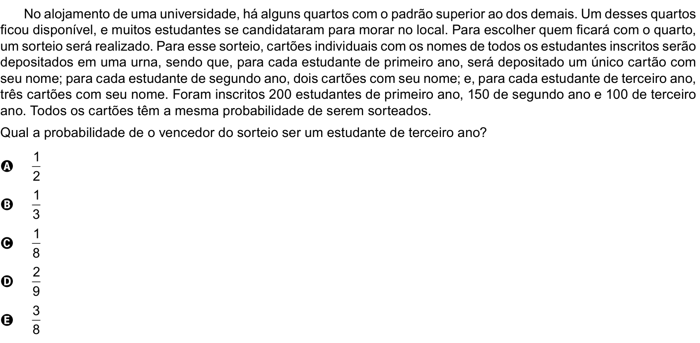 Questão 141 no caderno Azul do ENEM 2023