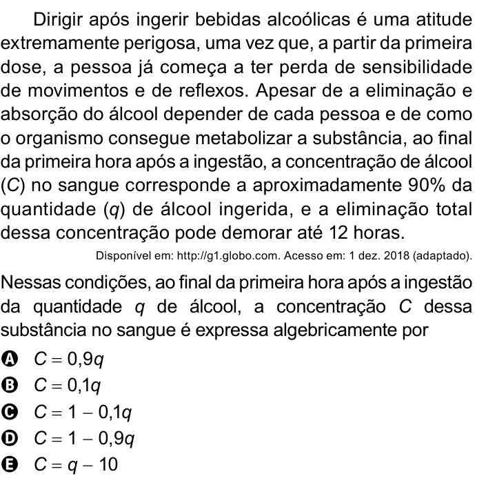 Questão 150 no caderno Azul do ENEM 2023