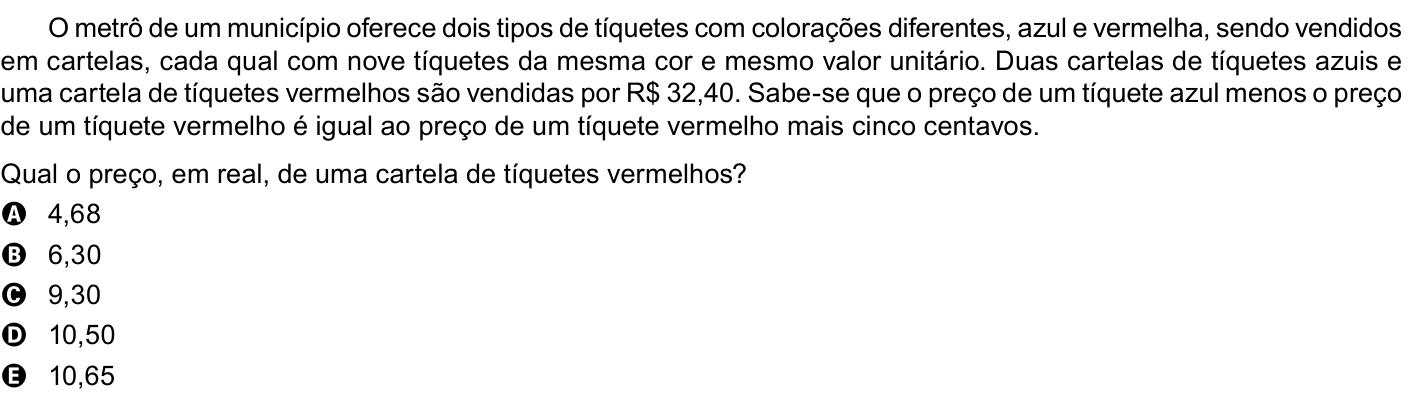 Questão 175 no caderno Azul do ENEM 2023