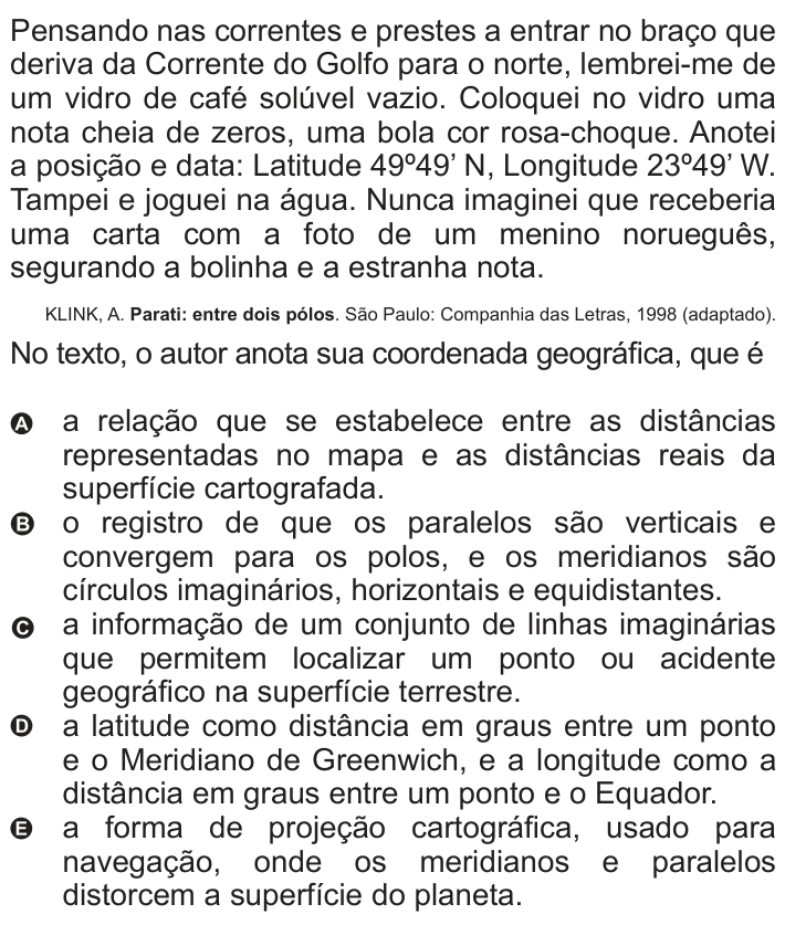 Questão 7 no caderno Azul do ENEM 2010