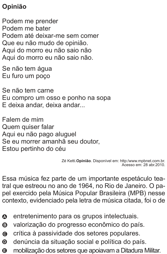 Questão 35 no caderno Azul do ENEM 2010