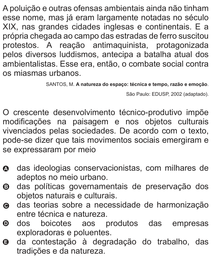 Questão 38 no caderno Azul do ENEM 2010