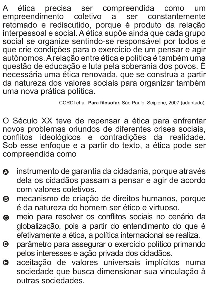 Questão 39 no caderno Azul do ENEM 2010
