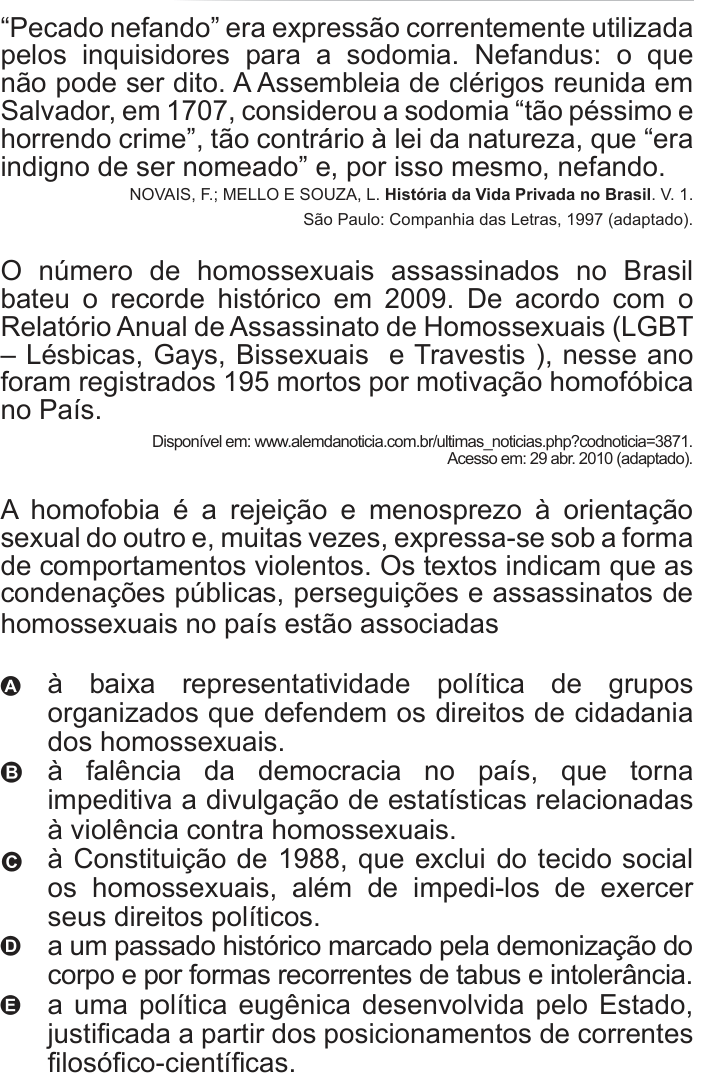 Questão 41 no caderno Azul do ENEM 2010