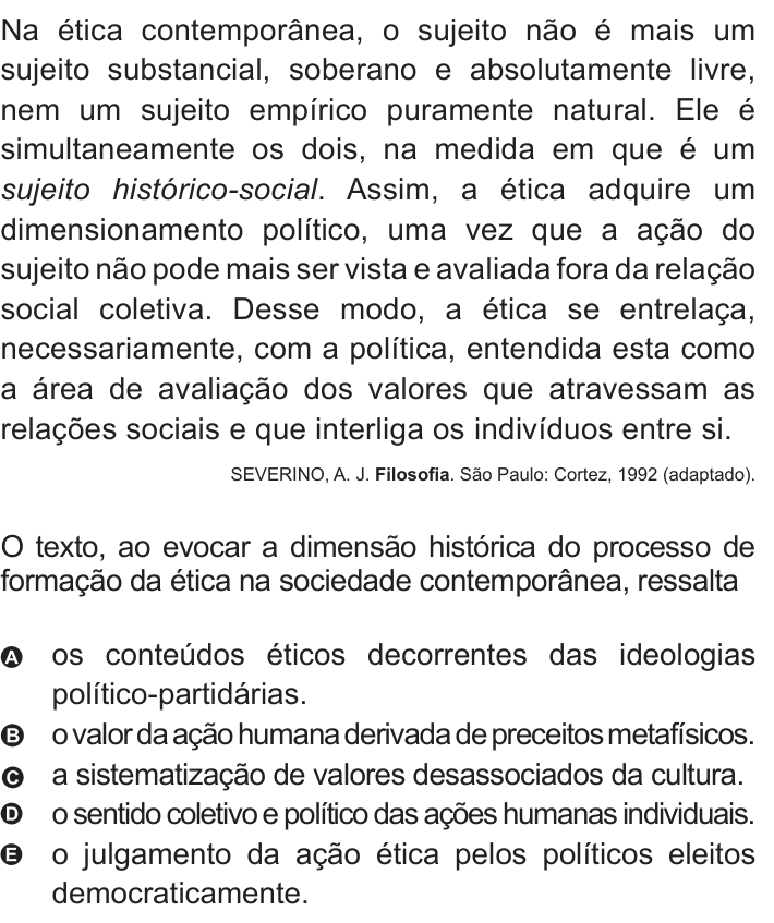 Questão 44 no caderno Azul do ENEM 2010