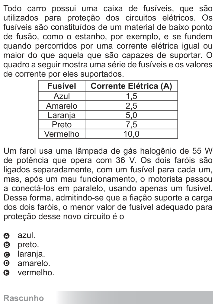 Questão 48 no caderno Azul do ENEM 2010